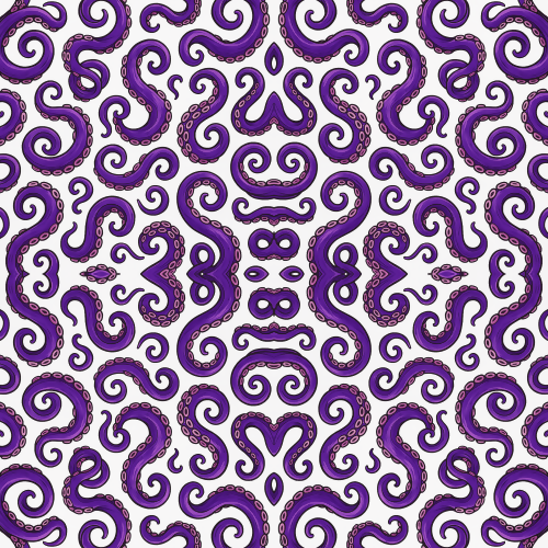 Water and Ocean - Stylized Octopus Tentacle Loops In Vibrant Purple - Pattern - Digital File