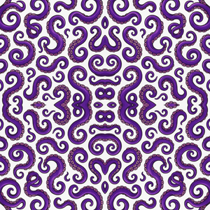 Water and Ocean - Stylized Octopus Tentacle Loops In Vibrant Purple - Pattern - Digital File