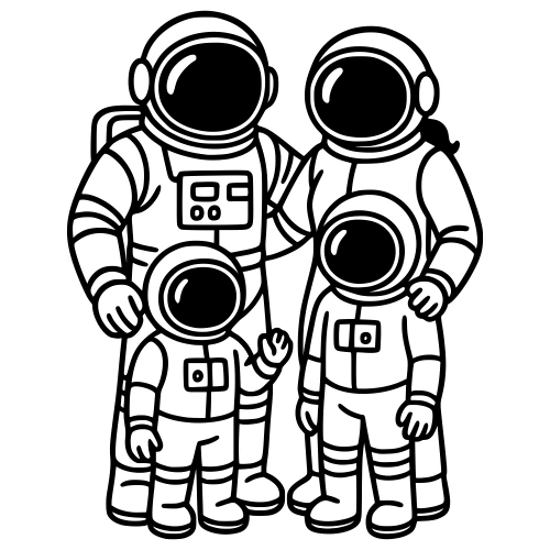 Astronaut Family Sketch - Digital File - XCS Friendly Digital My Custom Designs PDF