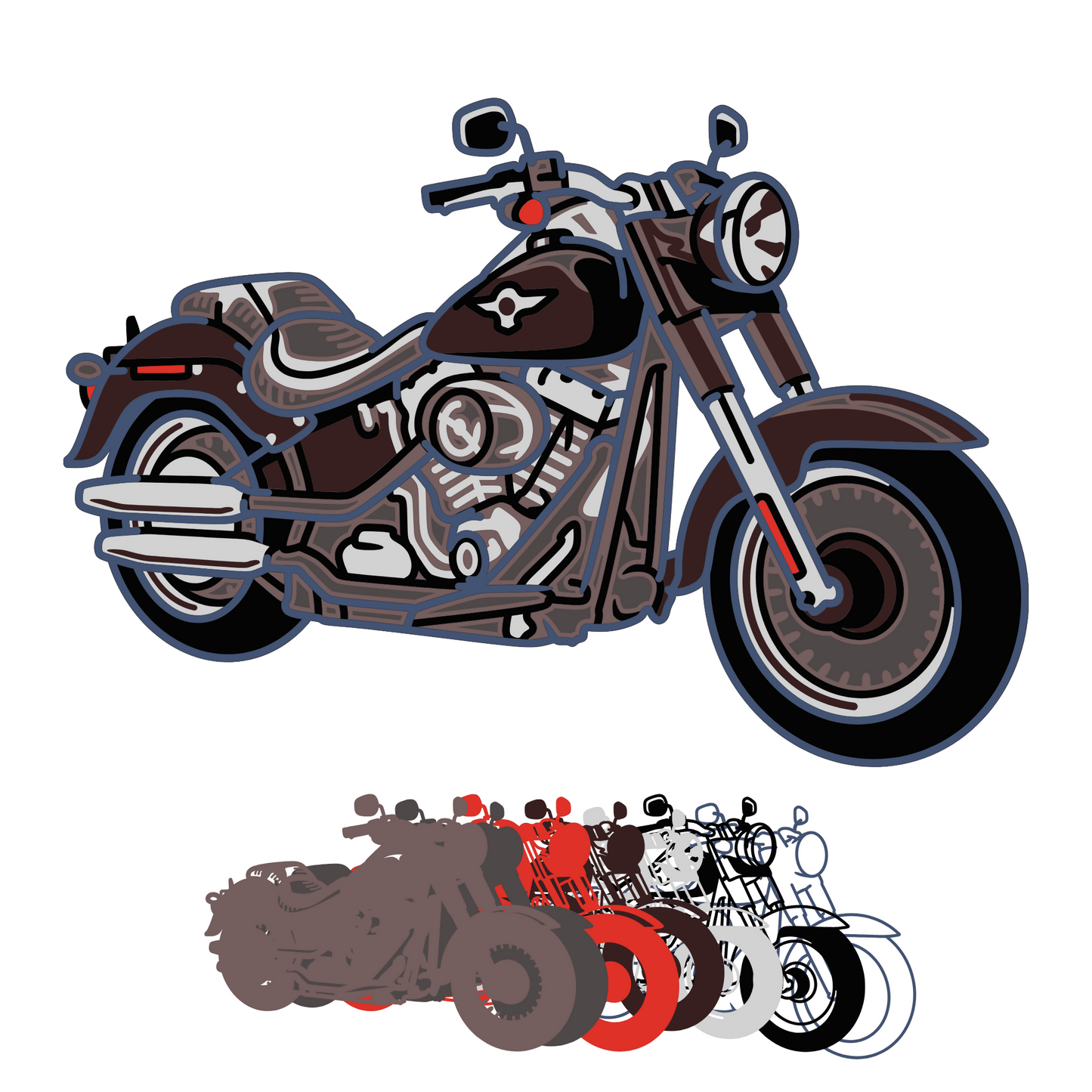 Motorcycle - Layered Line Designs - Vehicle - Nature - Digital File Digital My Custom Designs ZIP File