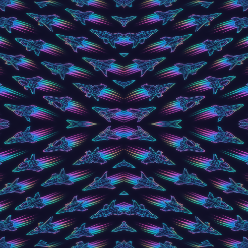 Gaming and Pop Culture - Space Shooter Ships In Holographic Flight Trails - Pattern - Digital File Digital My Custom Designs PDF