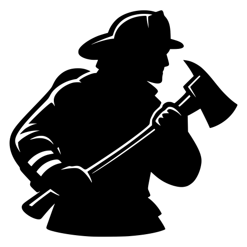 Firefighter Silhouette with Axe - Vector Graphics - Digital File Digital My Custom Designs PDF