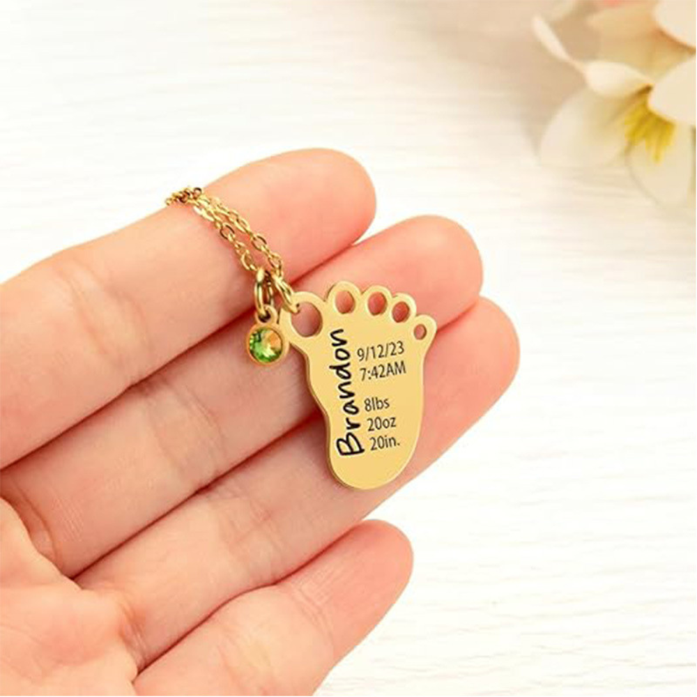 Engravable Footprint Necklace - Engravable Jewelry My Custom Designs