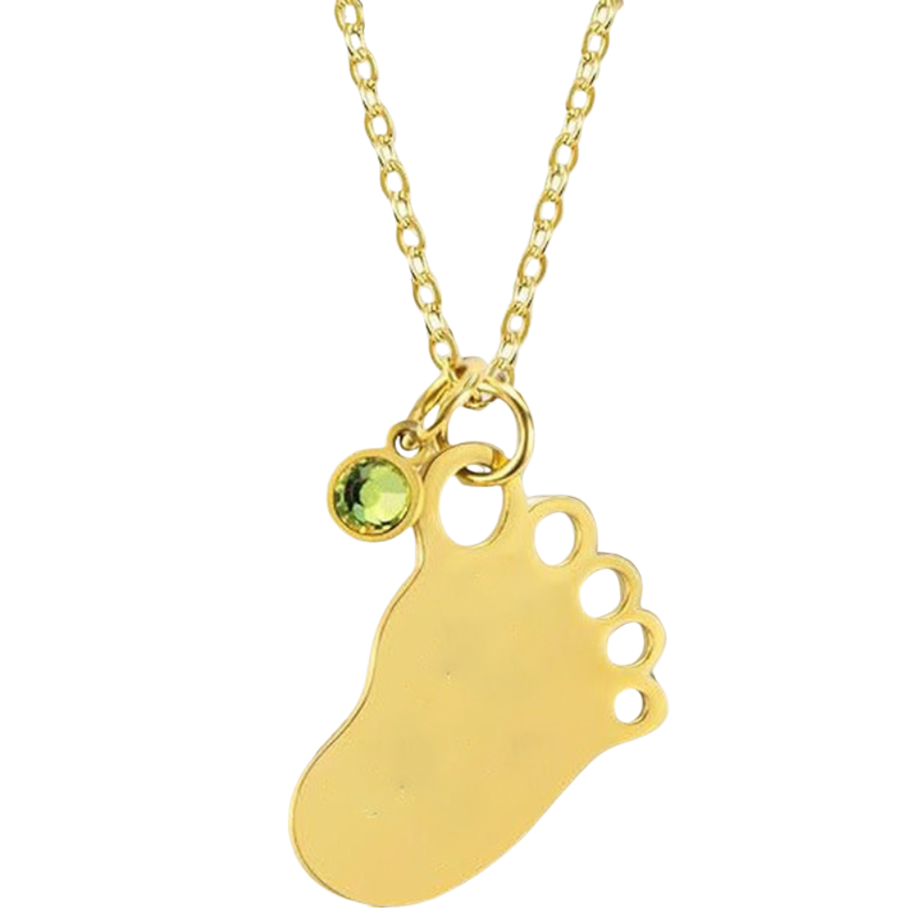 Engravable Footprint Necklace - Engravable Jewelry My Custom Designs Gold