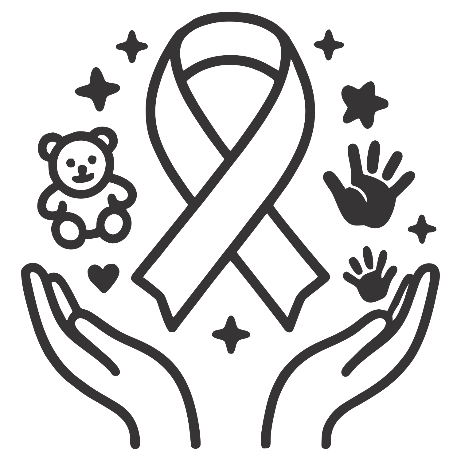Gold Ribbon Childhood Cancer - Digital File - XCS Friendly Digital My Custom Designs PNG