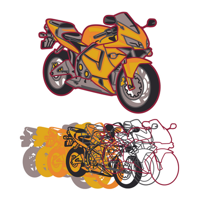 Street Bike - Layered Line Designs - Vehicle - Digital File