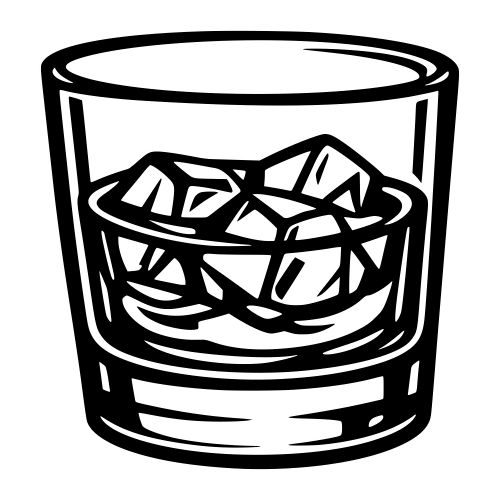 Whisky Glass with Ice Illustration - Digital File - XCS Friendly