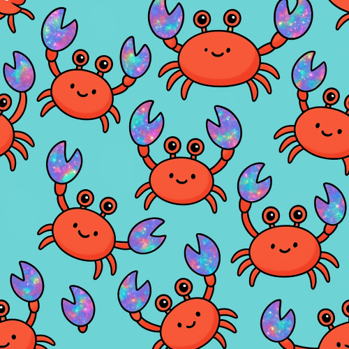Water and Ocean - Cartoon Crab Patterns With Holographic Claws - Pattern - Digital File Digital My Custom Designs PDF