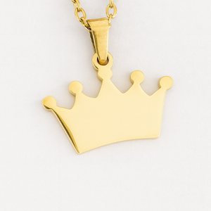 Personalized Silver & Gold Crown Pendant Necklace