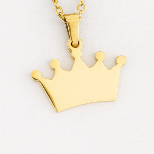Engravable Silver & Gold Crown Pendant Necklace Jewelry My Custom Designs