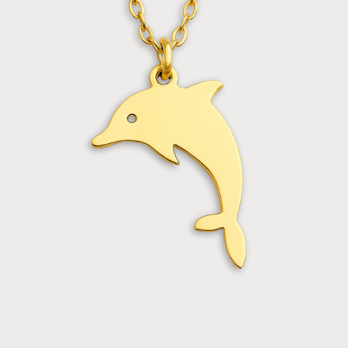 Engravable Gold & Silver Dolphin Pendant Necklaces Jewelry My Custom Designs Gold