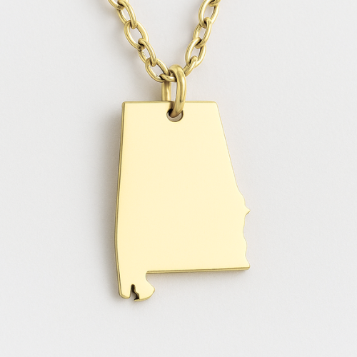 Engravable Silver & Gold Alabama Pendant Necklace Jewelry My Custom Designs