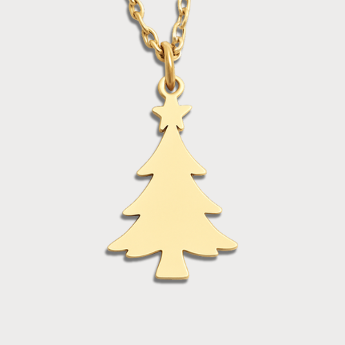 Engravable Gold & Silver Christmas Tree Pendant Necklace Jewelry My Custom Designs Gold