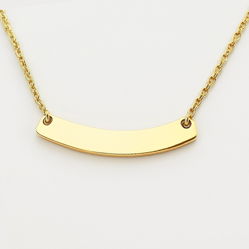 Engravable Rose Gold & Silver Curved Blank Pendant Necklace Jewelry My Custom Designs Gold
