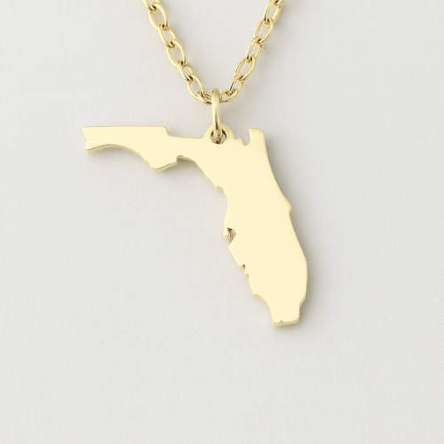 Engravable Gold & Silver Florida Pendant Necklace Jewelry My Custom Designs Gold