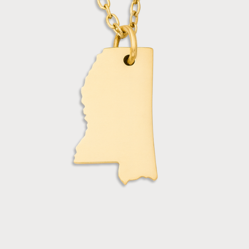Engravable Gold & Silver Mississippi Pendant Necklace Jewelry My Custom Designs Gold