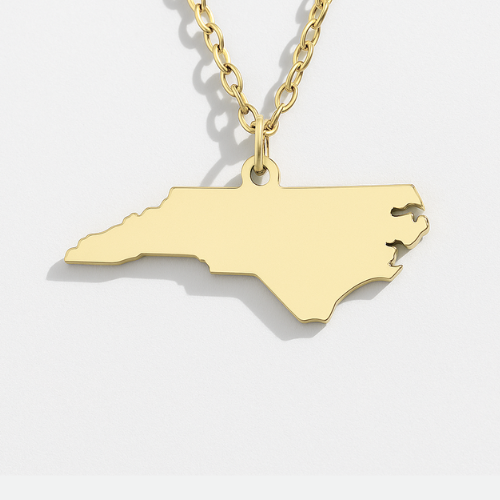 Engravable Gold & Silver North Carolina Pendant Necklace Jewelry My Custom Designs Gold