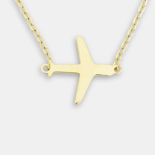 Engravable Gold & Silver Airplane Pendant Necklaces Jewelry My Custom Designs
