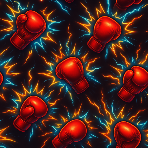 Sports and Active Lifestyle - Dynamic Boxing Gloves With Neon Energy Bursts - Pattern - Digital File
