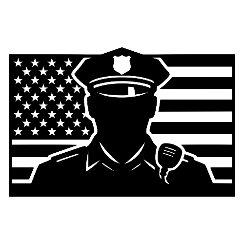 Police Officer Silhouette on Flag - Vector Graphics - Digital File Digital My Custom Designs PDF