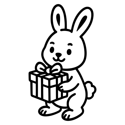 Cartoon Bunny Holding Gift - Digital File - XCS Friendly Digital My Custom Designs PDF