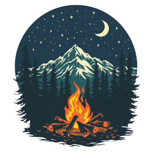 Nature & Outdoors - Midnight Camp - T Shirt Design - Digital File Digital My Custom Designs 300 DPI PNG