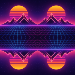 Vintage and Retro - 80s Laser Grid Sunsets With Glowing Peaks - Pattern - Digital File