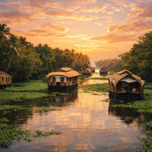 Houseboats - Kerala India - Asia - Rendered - Digital File Digital My Custom Designs PDF