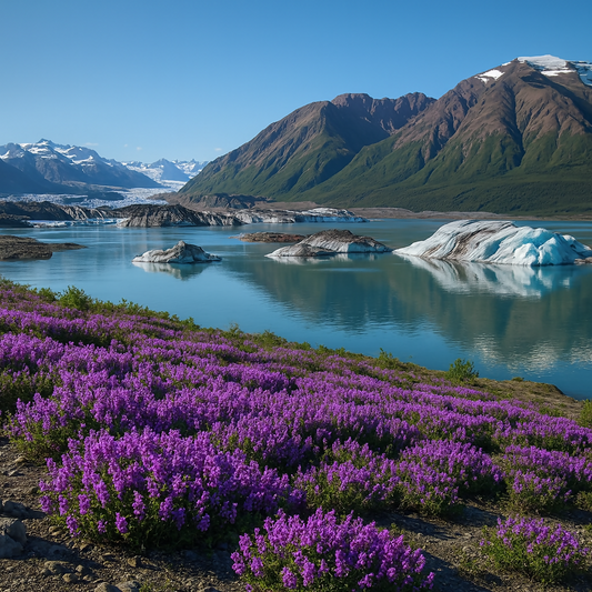 Wildflowers and the Nizina Glacier - Wrangell – St. Elias National Park - Alaska United States - Rendered - Digital File Digital My Custom Designs PDF