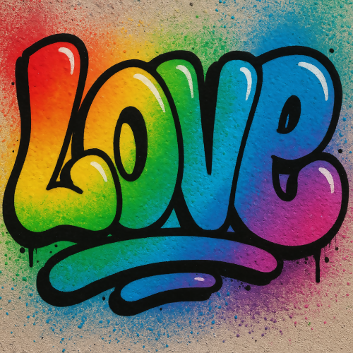 Industrial and Urban - Graffiti Bubble Letters With Rainbow Spray Textures - Pattern - Digital File Digital My Custom Designs PDF