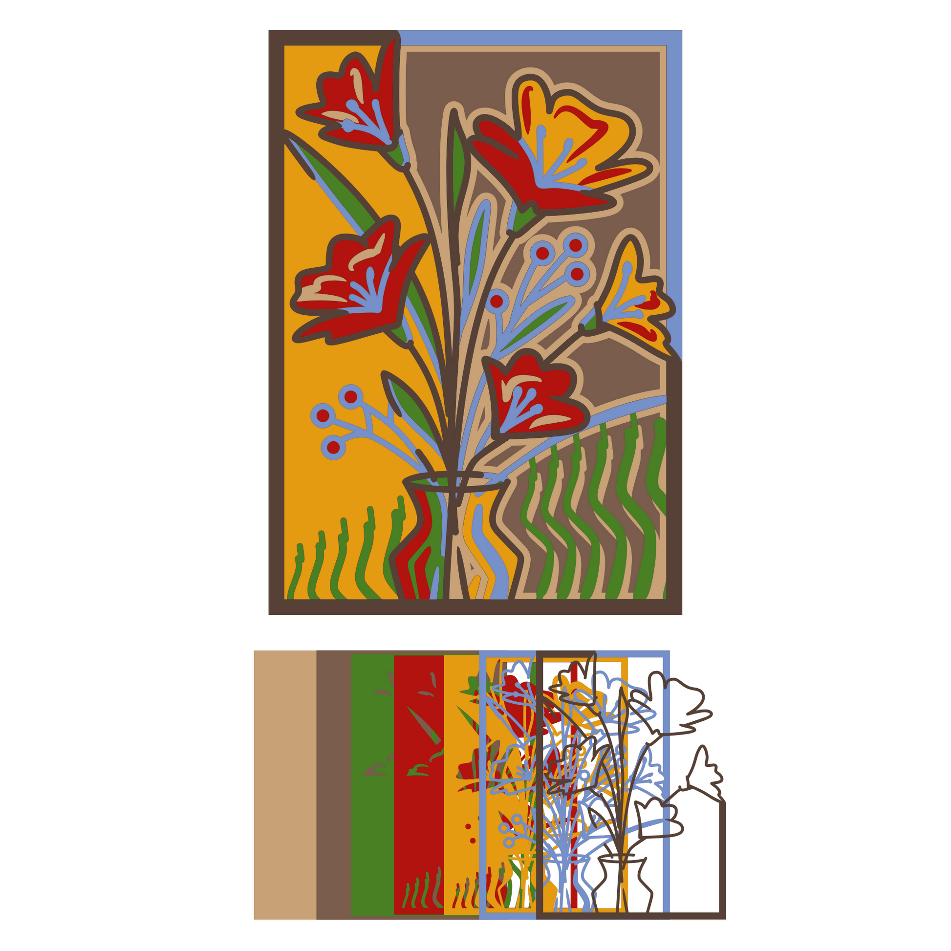 Flower 11 - Layered Line Design - Nature - Digital File Digital My Custom Designs ZIP File