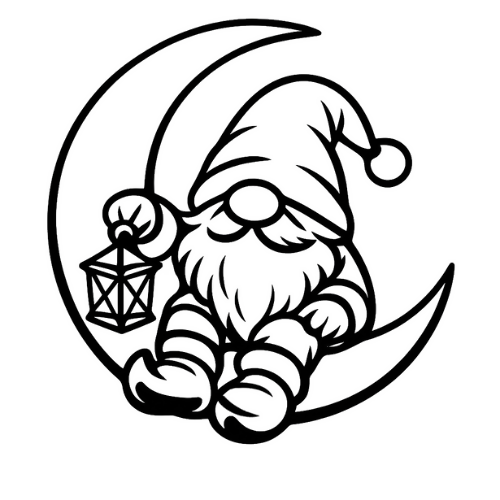 Cartoon Crescent Gnome - Digital File - XCS Friendly Digital My Custom Designs PDF