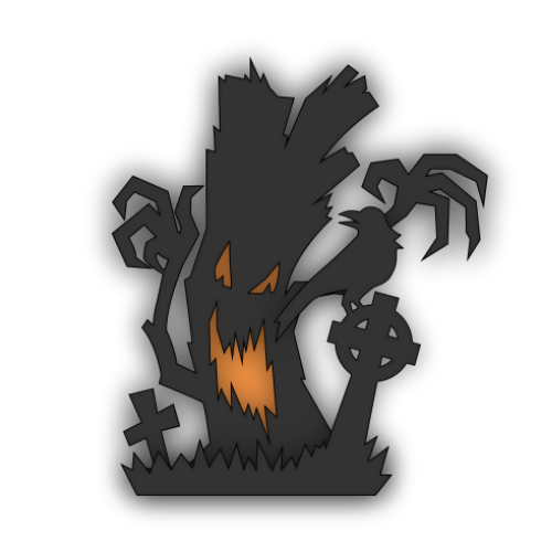 Dark Tree in Graveyard Layered Design Keychain Earring - Digital File