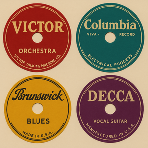 Vintage and Retro - Vintage Record Labels In Bright Jewel Tones - Pattern - Digital File