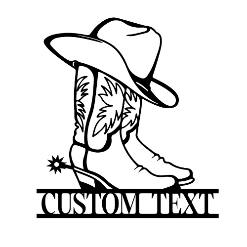 Cowboy Boots & Hat - Metal Sign - Home Decor - Digital File Digital My Custom Designs ZIP File