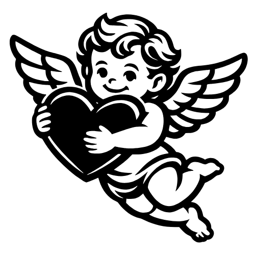Cupid Holding a Heart - Digital File - XCS Friendly