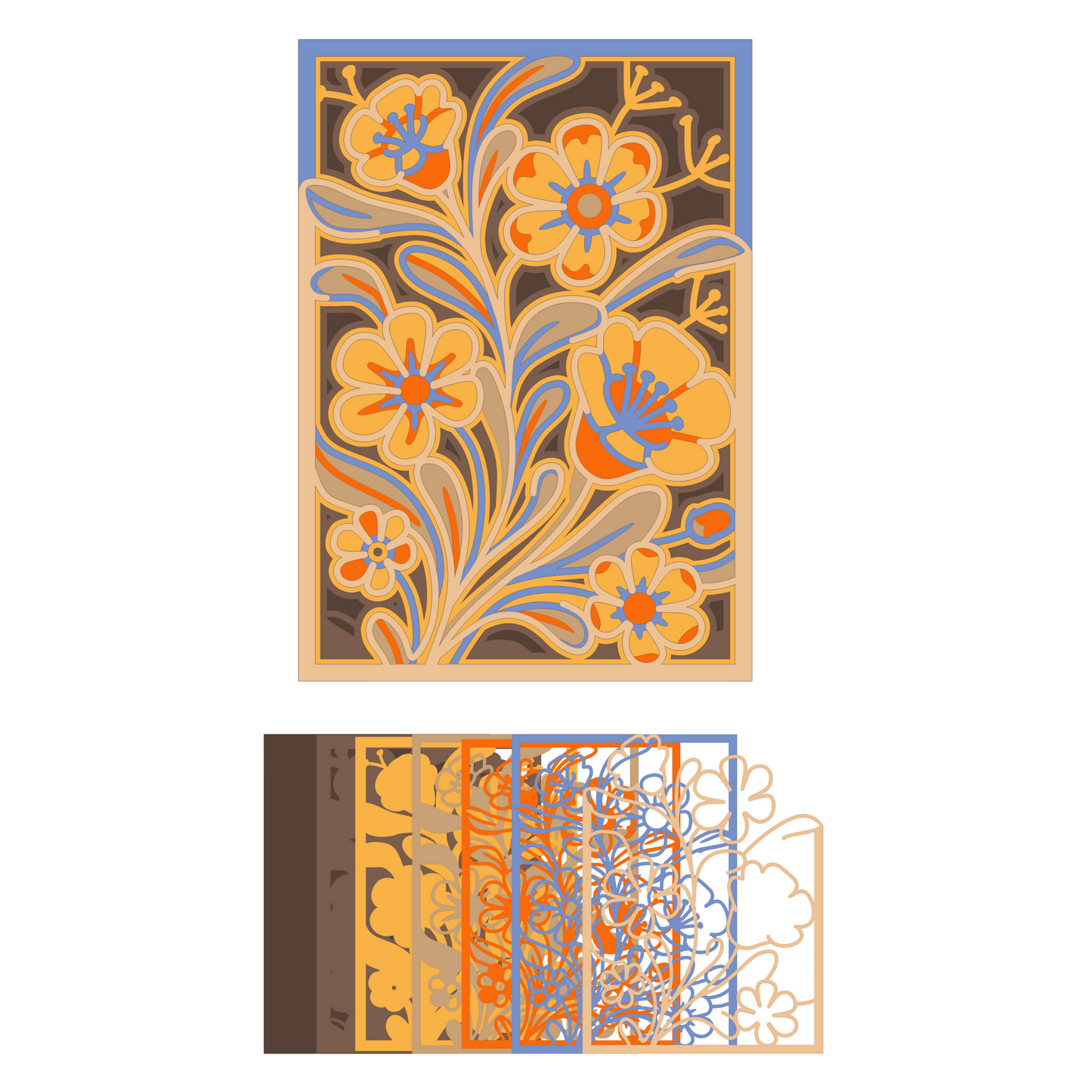 Flower 19 - Layered Line Design - Nature - Digital File Digital My Custom Designs ZIP File