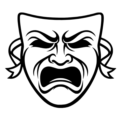 Tragedy Mask Sketch - Vector Graphics - Digital File