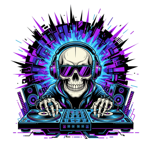 Street Festival Skull DJ - Urban Grunge Retro - T Shirt Designs - Digital File Digital My Custom Designs 300 DPI PNG