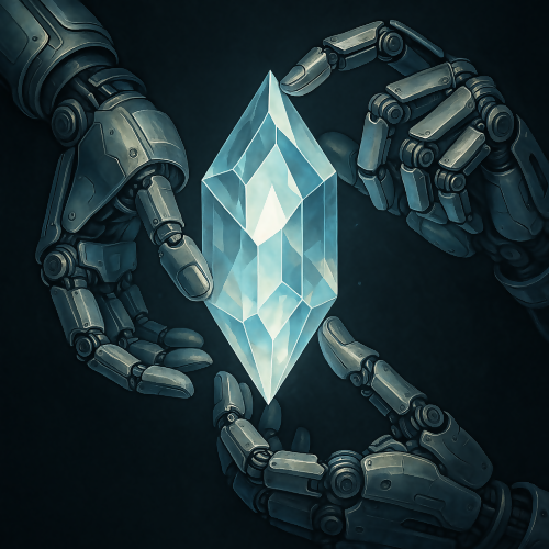 Futuristic & Sci-Fi - Robotic Hands Assembling a Light Crystal - Pattern - Digital File Digital My Custom Designs PDF