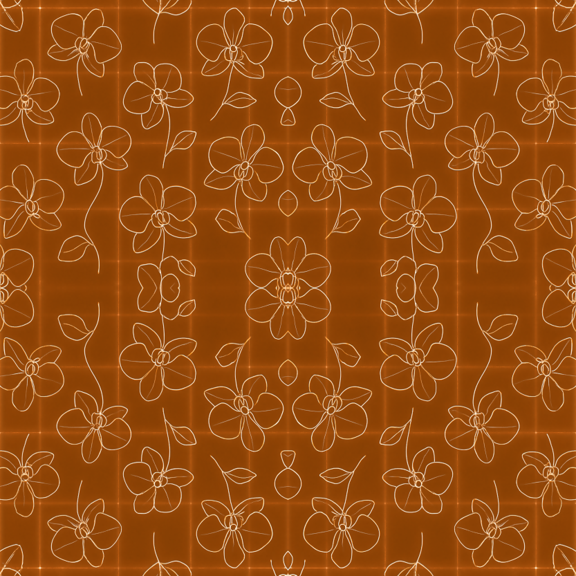 Floral Geometric Fusion - Minimal Orchid Outlines Across Glowing Grids Pattern - Digital File Digital My Custom Designs PDF