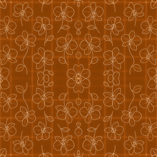 Floral Geometric Fusion - Minimal Orchid Outlines Across Glowing Grids Pattern - Digital File Digital My Custom Designs PDF