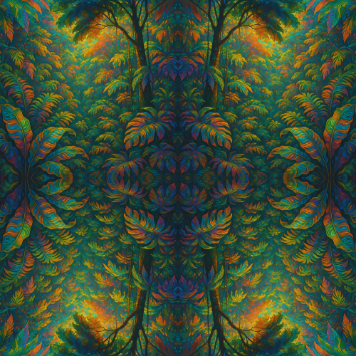 Nature and Landscape - Liquid Rainbow Jungle Canopy - Pattern - Digital File