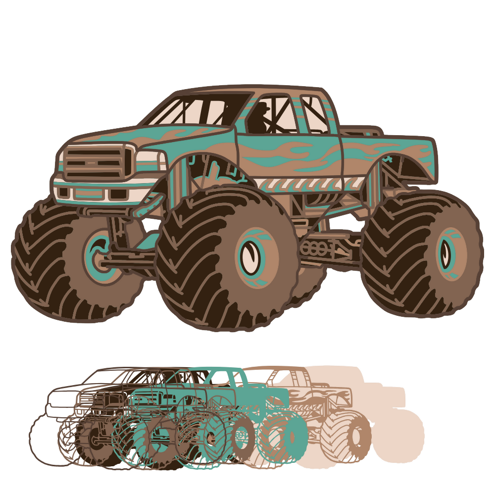 Monster Truck - Layered line Design - Digital File Digital My Custom Designs ZIP File