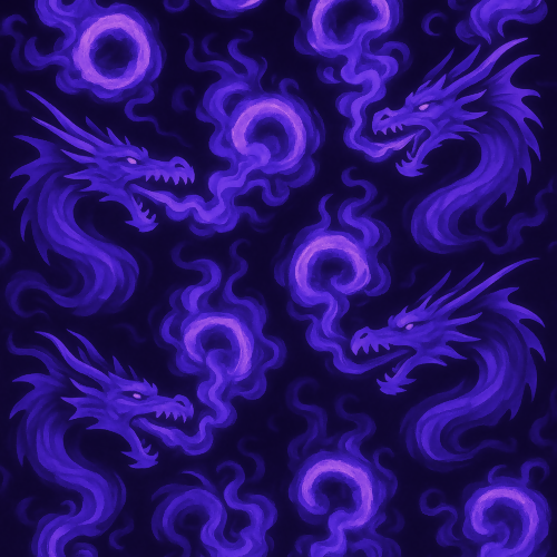 Fantasy and Myth - Stylized Dragonfire Smoke Rings In Ultraviolet - Pattern - Digital File Digital My Custom Designs PDF