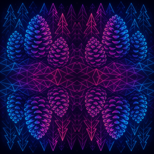 Nature and Landscape - Neon Pine Cones And Geometric Forest - Pattern - Digital File Digital My Custom Designs PDF