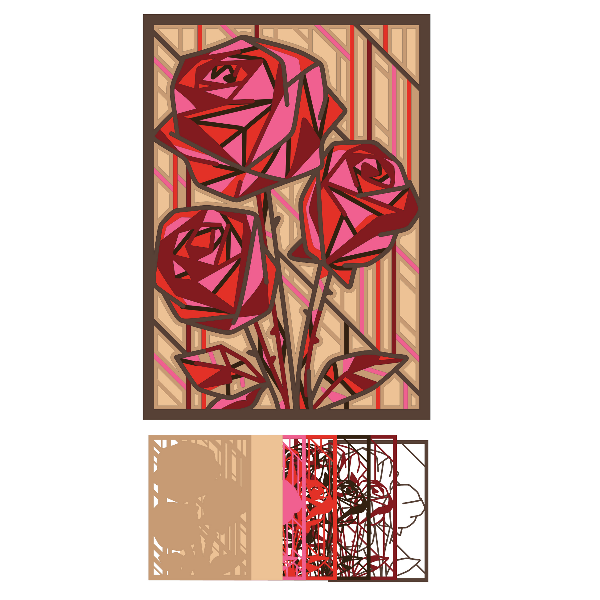 Roses - Layered Line Designs - Nature - Digital File Digital My Custom Designs