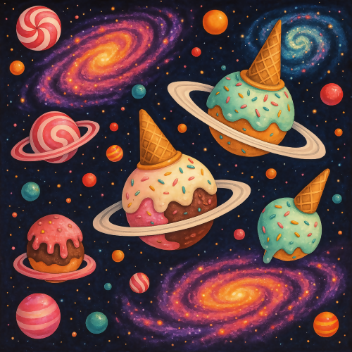 Kids and Playful - Candy Galaxies with Ice Cream Planets - Pattern - Digital File Digital My Custom Designs PDF