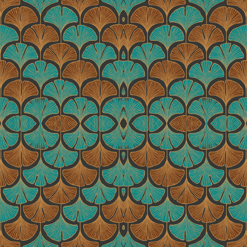 Floral and Botanical - Art-Deco Ginkgo Leaves - Pattern - Digital File Digital My Custom Designs PDF