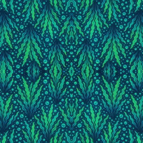Water and Ocean - Fluorescent Kelp Forests With Luminous Bubbles - Pattern - Digital File Digital My Custom Designs PDF